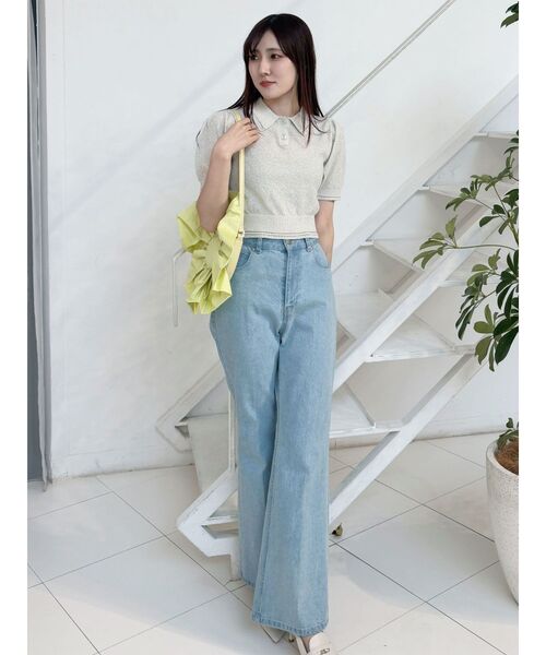 MERCURYDUO(マーキュリーデュオ)の「BIGフラワーBAG(ハンドバッグ・レディース・ライトブルー/ライム・FREE)」の4枚目の写真