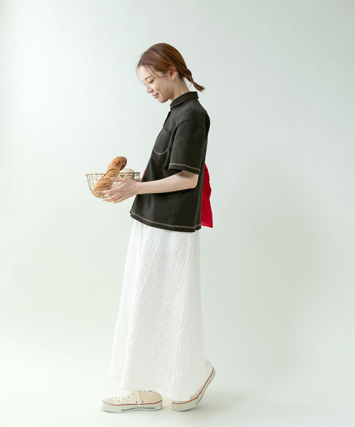 PAR ICI（パーリッシィ）の「アメリカンドライカノコ 配色ステッチポロシャツ（ポロシャツ・レディース・ブラック/アイボリー・FREE）」の11枚目の写真