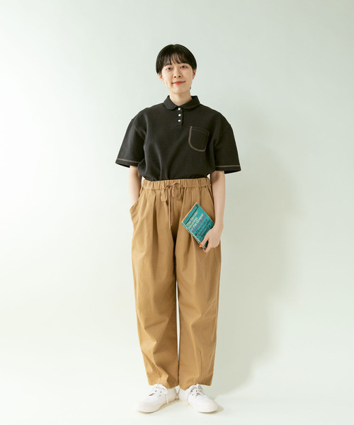 PAR ICI（パーリッシィ）の「アメリカンドライカノコ 配色ステッチポロシャツ（ポロシャツ・レディース・ブラック/アイボリー・FREE）」の15枚目の写真