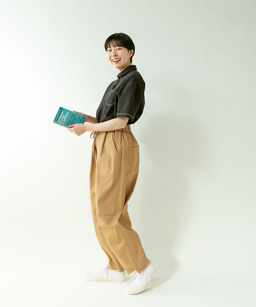 PAR ICI（パーリッシィ）の「アメリカンドライカノコ 配色ステッチポロシャツ（ポロシャツ・レディース・ブラック/アイボリー・FREE）」の16枚目の写真