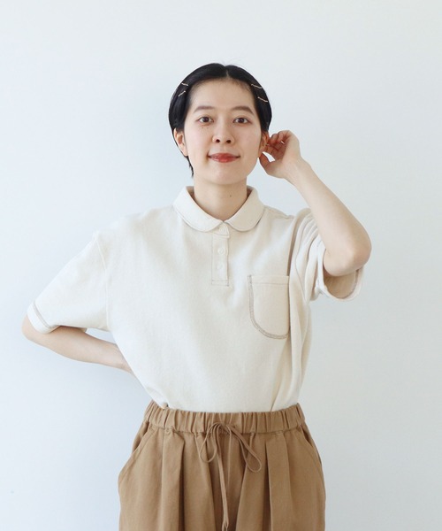 PAR ICI（パーリッシィ）の「アメリカンドライカノコ 配色ステッチポロシャツ（ポロシャツ・レディース・ブラック/アイボリー・FREE）」の20枚目の写真