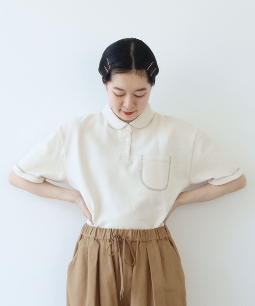 PAR ICI（パーリッシィ）の「アメリカンドライカノコ 配色ステッチポロシャツ（ポロシャツ・レディース・ブラック/アイボリー・FREE）」の21枚目の写真