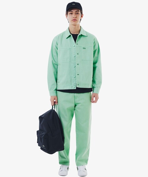 人気！【LACOSTE】ワイドテーパードカラーデニムパンツ セール】11.5oz ワイドテーパードカラーデニムパンツ（デニム
