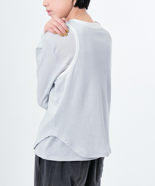 M TO R(ムウトアール)の「LAME RIB TANK TOP(タンクトップ・レディース・ラベンダー/ブラック/ホワイト・40/38/42)」の2枚目の写真