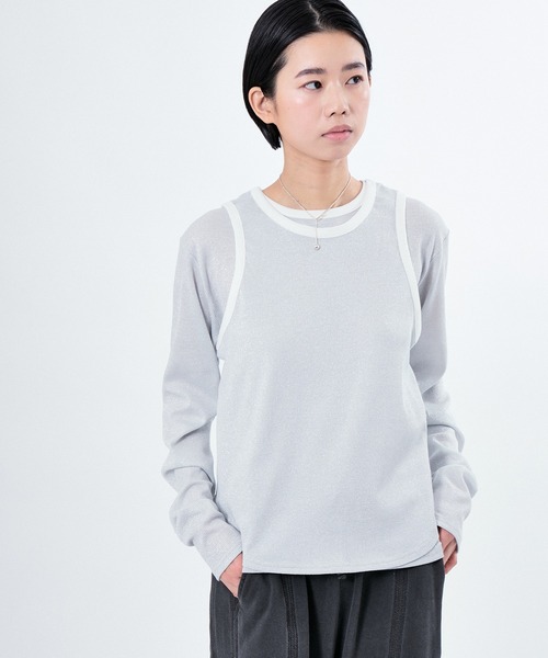 M TO R(ムウトアール)の「LAME RIB TANK TOP(タンクトップ・レディース・ラベンダー/ブラック/ホワイト・40/38/42)」の10枚目の写真