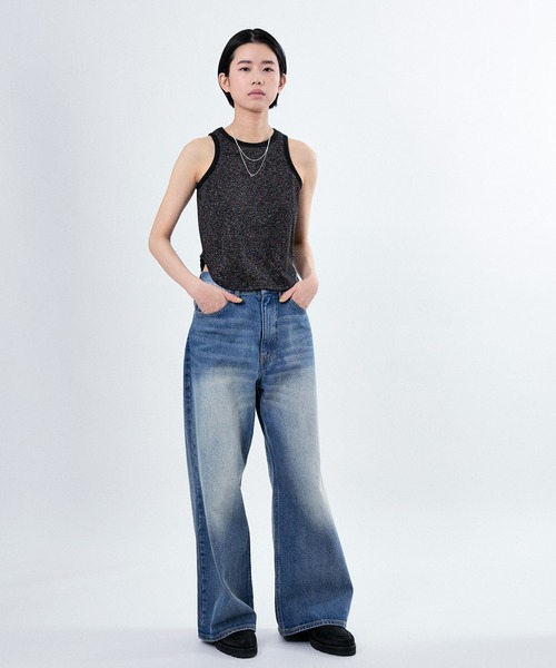 M TO R(ムウトアール)の「LAME RIB TANK TOP(タンクトップ・レディース・ラベンダー/ブラック/ホワイト・40/38/42)」の9枚目の写真