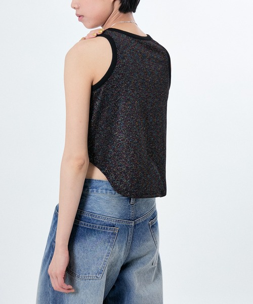 M TO R(ムウトアール)の「LAME RIB TANK TOP(タンクトップ・レディース・ラベンダー/ブラック/ホワイト・40/38/42)」の4枚目の写真