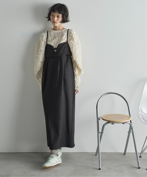 THE YOn 2way リップルジャガードタックスリーブWジップトップス 2WAYリップルジャガードタックスリーブWジップトップス（シャツ