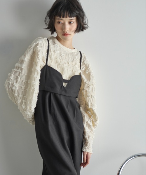 THE YOn(ザヨン)の「2WAYリップルジャガードタックスリーブWジップトップス(シャツ/ブラウス・レディース・アイボリー/ブラック・FREE)」の20枚目の写真