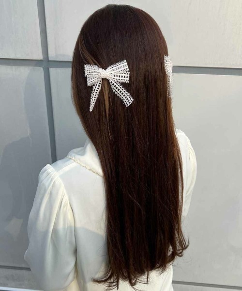 F i.n.t(フィント)の「レースリボンヘアクリップセット/fint フィント(バレッタ/ヘアクリップ・レディース・ブルーグレー/オフホワイト・FREE)」の3枚目の写真