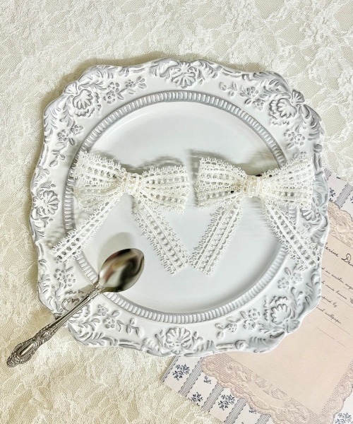 F i.n.t(フィント)の「レースリボンヘアクリップセット/fint フィント(バレッタ/ヘアクリップ・レディース・ブルーグレー/オフホワイト・FREE)」の6枚目の写真