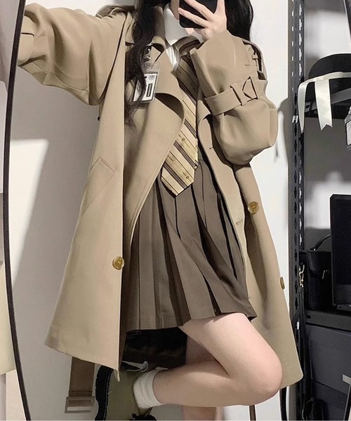 AMAJI(アマジ)の「スプリングトレンチコート(トレンチコート・レディース・ブラック/カーキ・SMALL/MEDIUM/LARGE/X-LARGE)」の2枚目の写真