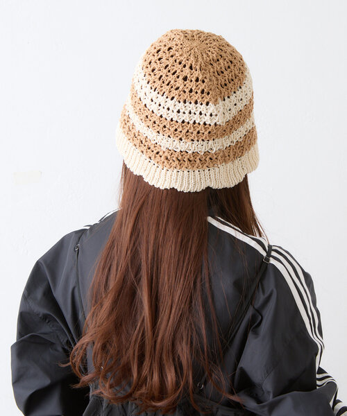 BIRTHDAY BAR（バースデイバー）の「ペーパー編みバケットハット（ハット・レディース・アイボリー/ブラック・0）」の5枚目の写真