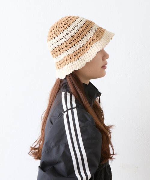 BIRTHDAY BAR（バースデイバー）の「ペーパー編みバケットハット（ハット・レディース・アイボリー/ブラック・0）」の6枚目の写真