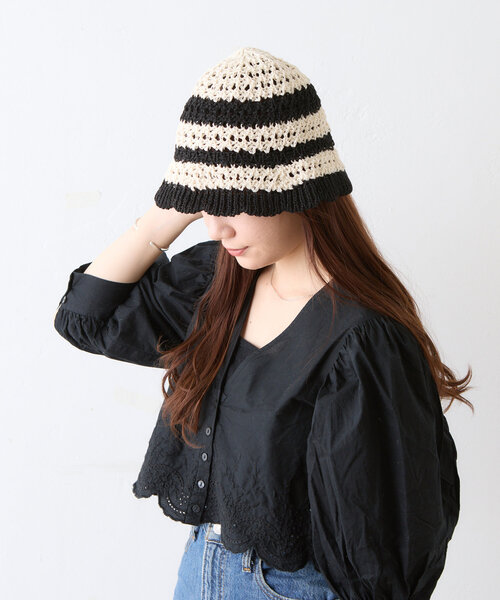 BIRTHDAY BAR（バースデイバー）の「ペーパー編みバケットハット（ハット・レディース・アイボリー/ブラック・0）」の16枚目の写真