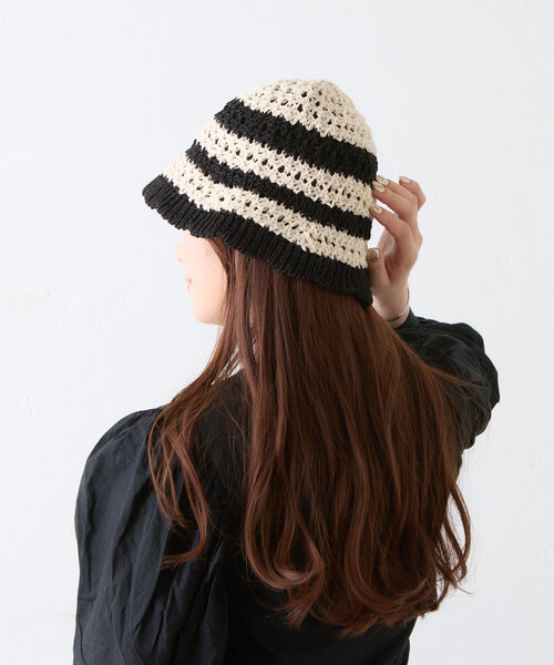 BIRTHDAY BAR（バースデイバー）の「ペーパー編みバケットハット（ハット・レディース・アイボリー/ブラック・0）」の17枚目の写真