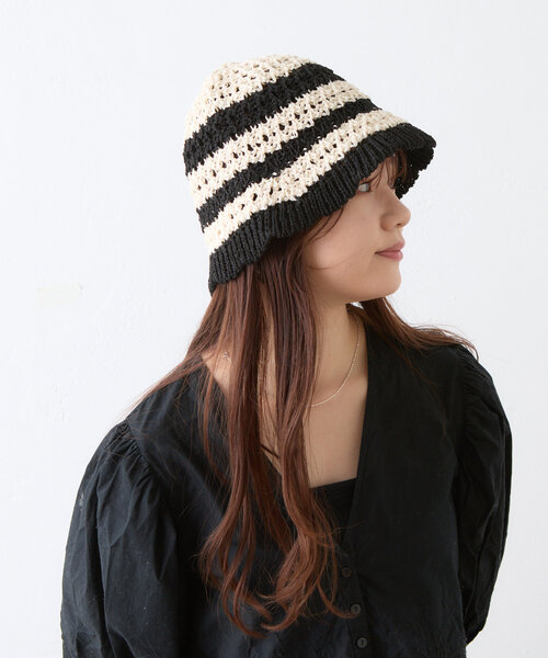 BIRTHDAY BAR（バースデイバー）の「ペーパー編みバケットハット（ハット・レディース・アイボリー/ブラック・0）」の19枚目の写真