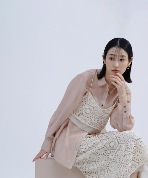 NATURAL BEAUTY BASIC（ナチュラルビューティーベーシック）の「◇クラフトレース SETUP キャミソールビスチェ（キャミソール・レディース・オフホワイト・FREE）」の4枚目の写真