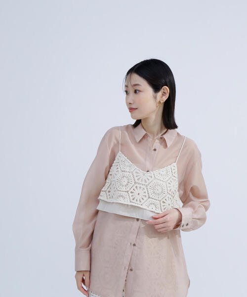 NATURAL BEAUTY BASIC（ナチュラルビューティーベーシック）の「◇クラフトレース SETUP キャミソールビスチェ（キャミソール・レディース・オフホワイト・FREE）」の6枚目の写真