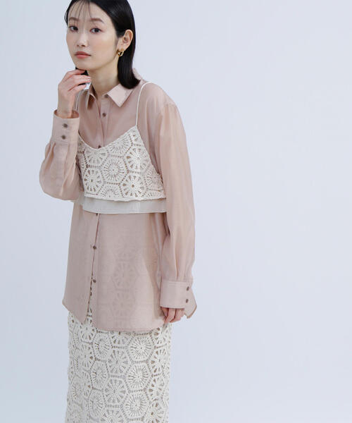 NATURAL BEAUTY BASIC（ナチュラルビューティーベーシック）の「◇クラフトレース SETUP キャミソールビスチェ（キャミソール・レディース・オフホワイト・FREE）」の8枚目の写真