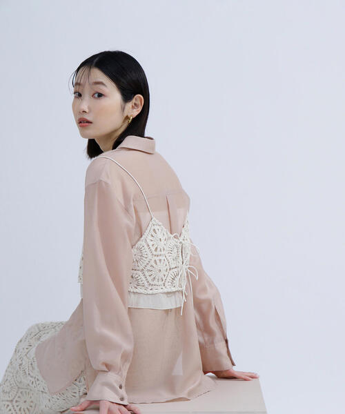 NATURAL BEAUTY BASIC（ナチュラルビューティーベーシック）の「◇クラフトレース SETUP キャミソールビスチェ（キャミソール・レディース・オフホワイト・FREE）」の16枚目の写真