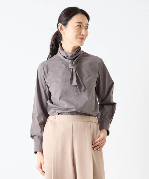 LOGEMENT DE CLAIRE（ロジュモンドクレール）の「モックネックブラウス（シャツ/ブラウス・レディース・グレー/オフホワイト/ブルー・FREE）」の21枚目の写真