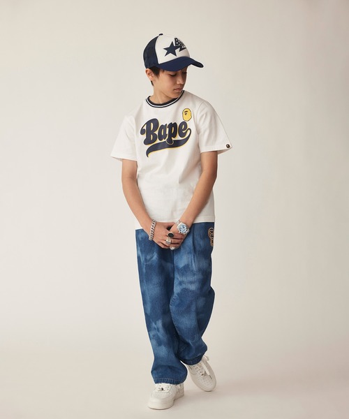 A BATHING APE（アベイシングエイプ）の「BAPE LOGO TEE（Tシャツ/カットソー・キッズ・ホワイト/ネイビー・150/160）」の7枚目の写真