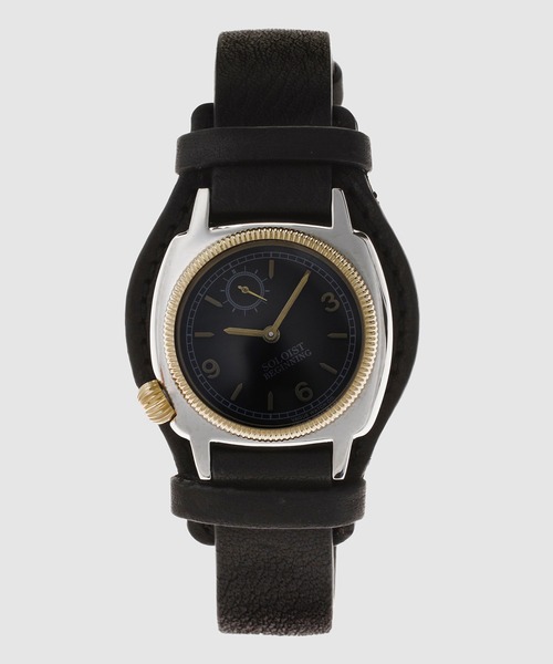 TAKAHIROMIYASHITATheSoloIst.（タカヒロミヤシタザソロイスト）の「coussin type (L) leather belt.（アナログ腕時計・メンズ・ベージュ/ブラック・ONE SIZE）」の2枚目の写真