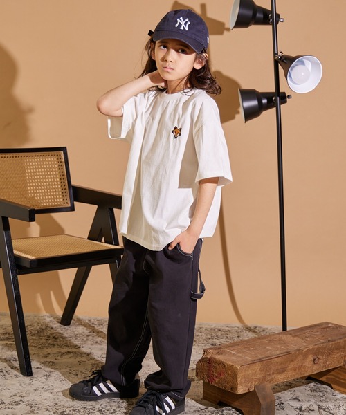 MEDM 小菊 刺繍 半袖 Tシャツ ロゴ ルーズ ストリート 男女兼用 セール】【PAIRMANON STREET】キツネ刺繍 半袖 Tシャツ（Tシャツ