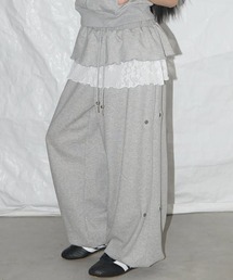 A'GEM/9 × .kom 『 FANCY CLUB/ファンシークラブ』 FRILL LACE BUTTON SWEATPANTS/フリルレースボタンスウェットパンツ