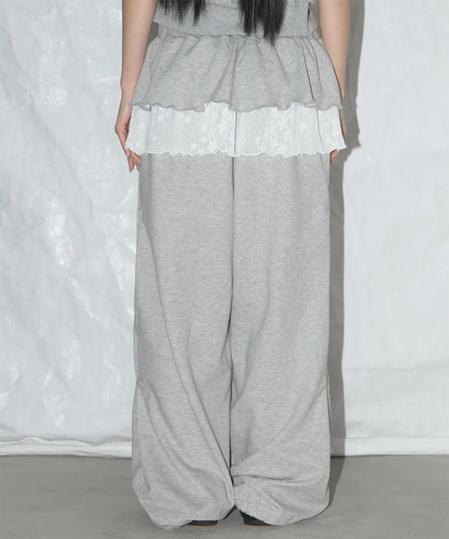 【FANCY CLUB】frill lace button sweatpants ★人気★追跡付 セール】【FANCY CLUB】FRILL LACE BUTTON SWEATPANTS