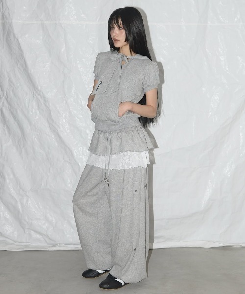 パンツ FANCY CLUB FRILL LACE BUTTON SWEATPANTS 5BMM197 セール】【FANCY CLUB】FRILL LACE BUTTON SWEATPANTS