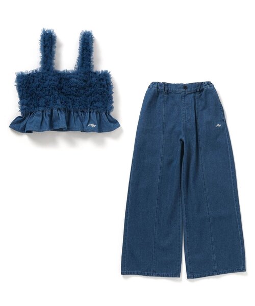 algy（アルジー）の「オールインワン風フリルセットアップ（その他パンツ・キッズ・ミント/インディゴブルー/グレー・SMALL/MEDIUM/X-SMALL/XX-SMALL）」の3枚目の写真