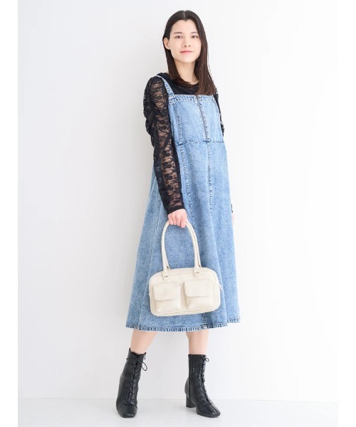 大きいサイズ】デニムフロントZIPジャンパースカート