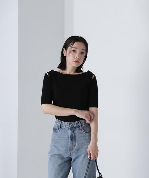 NATURAL BEAUTY BASIC(ナチュラルビューティーベーシック)の「◇ショルダースリットニット(ニット/セーター・レディース・ブラウン/ブラック/オフホワイト・FREE)」の6枚目の写真