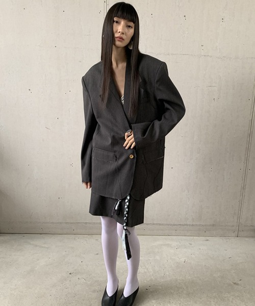 LONSLAN】カットオフデザイン オーバーサイズジャケット CHLONW25s018