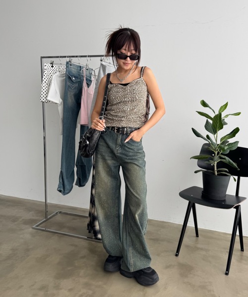 SHAGGIE（シャギー）の「レース付きレオパードキャミソールトップス（キャミソール・レディース・ブラウン/ブラック・FREE）」の5枚目の写真