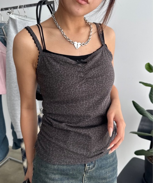 SHAGGIE（シャギー）の「レース付きレオパードキャミソールトップス（キャミソール・レディース・ブラウン/ブラック・FREE）」の11枚目の写真