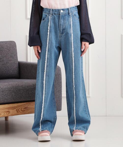 PINK-latte（ピンクラテ）の「センターフリンジデニムパンツ（その他パンツ・キッズ・ベビーピンク/ブルー系その他5/ブラック系3・13/14/15 /16）」の8枚目の写真