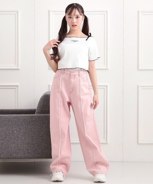 PINK-latte（ピンクラテ）の「センターフリンジデニムパンツ（その他パンツ・キッズ・ベビーピンク/ブルー系その他5/ブラック系3・13/14/15 /16）」の17枚目の写真