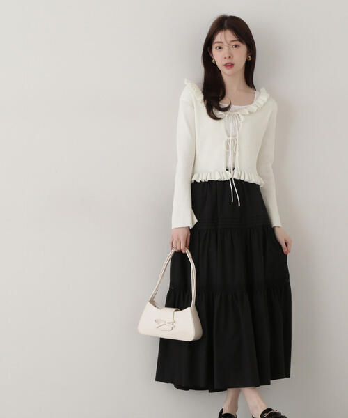 EDIT COLOGNE(エディットコロン)の「《EDIT COLOGNE》ローンレーススカート(スカート・レディース・ホワイト/ブラック・MEDIUM/SMALL)」の7枚目の写真