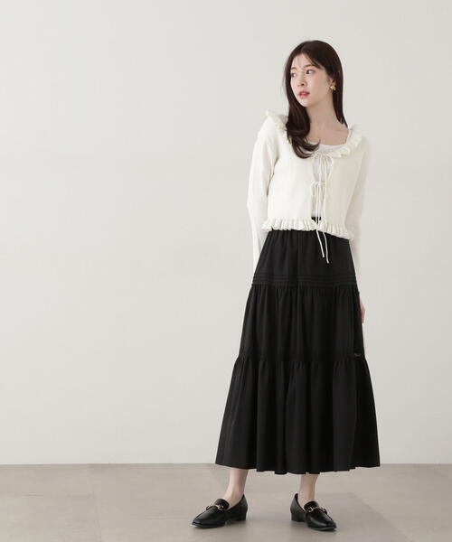 EDIT COLOGNE(エディットコロン)の「《EDIT COLOGNE》ローンレーススカート(スカート・レディース・ホワイト/ブラック・MEDIUM/SMALL)」の6枚目の写真