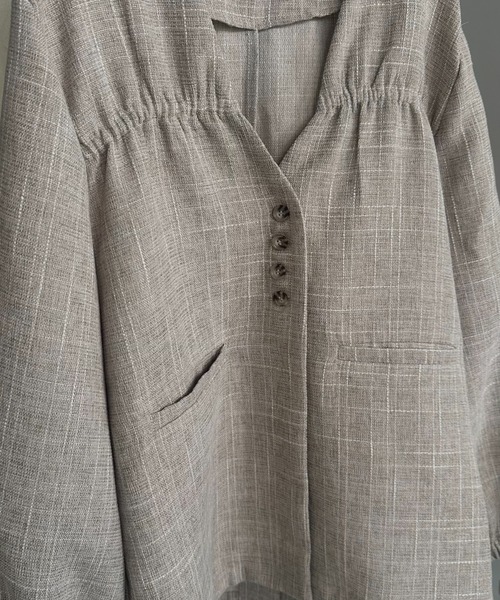 lawgy(ラウジー)の「tweed like nocollar jacket / ツイードライクノーカラージャケット(ノーカラージャケット・レディース・ホワイト/ベージュ・FREE)」の15枚目の写真