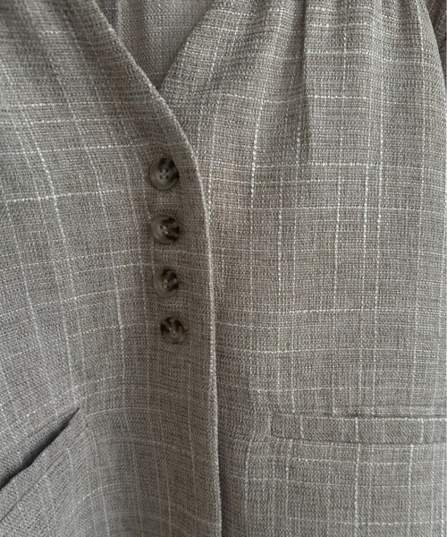 lawgy(ラウジー)の「tweed like nocollar jacket / ツイードライクノーカラージャケット(ノーカラージャケット・レディース・ホワイト/ベージュ・FREE)」の14枚目の写真