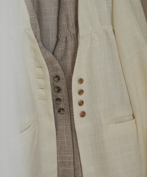 lawgy(ラウジー)の「tweed like nocollar jacket / ツイードライクノーカラージャケット(ノーカラージャケット・レディース・ホワイト/ベージュ・FREE)」の8枚目の写真