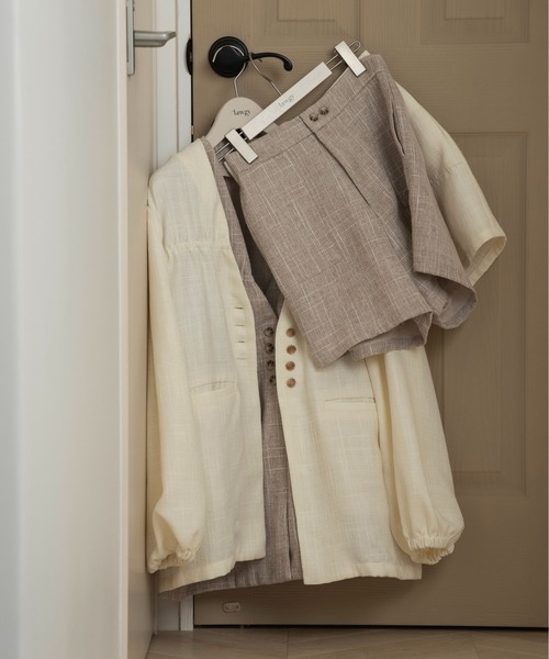 lawgy(ラウジー)の「tweed like nocollar jacket / ツイードライクノーカラージャケット(ノーカラージャケット・レディース・ホワイト/ベージュ・FREE)」の7枚目の写真