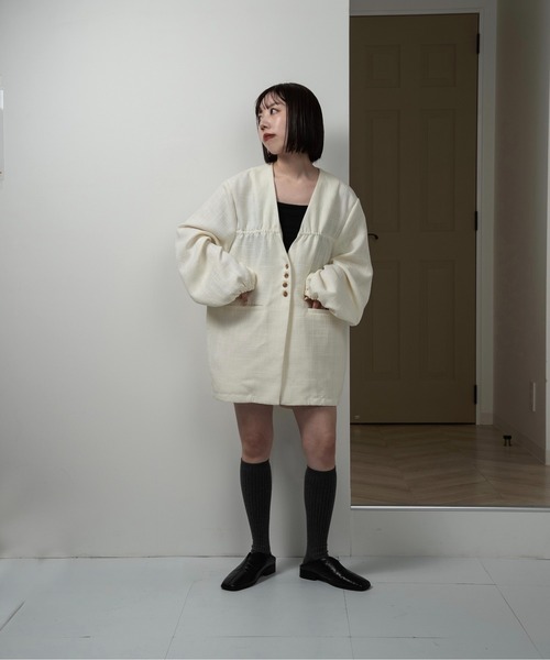 セール】tweed like nocollar jacket / ツイードライクノー