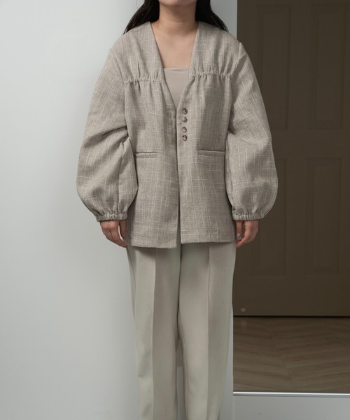 セール】tweed like nocollar jacket / ツイードライクノー