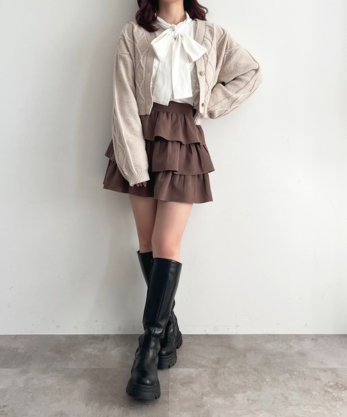 apres jour(アプレジュール)の「3段ティアードミニスカート(スカート・レディース・オフホワイト/その他/ブラック/ブラウン系その他・フリー/X-LARGE)」の11枚目の写真