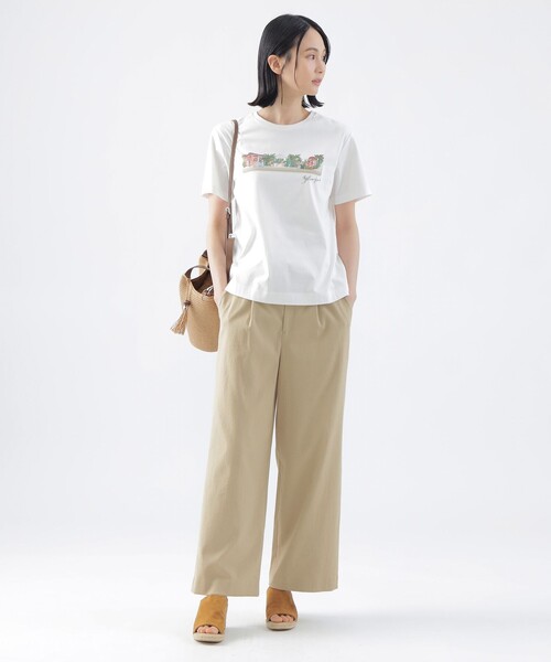TRANS WORK(トランスワーク)の「【透け防止】【吸水速乾】【接触冷感】【UV対策】【ウォッシャブル】ドライオックスワイドストレートパンツ(その他パンツ・レディース・ネイビー/ベージュ/イエロー・38/40)」の5枚目の写真